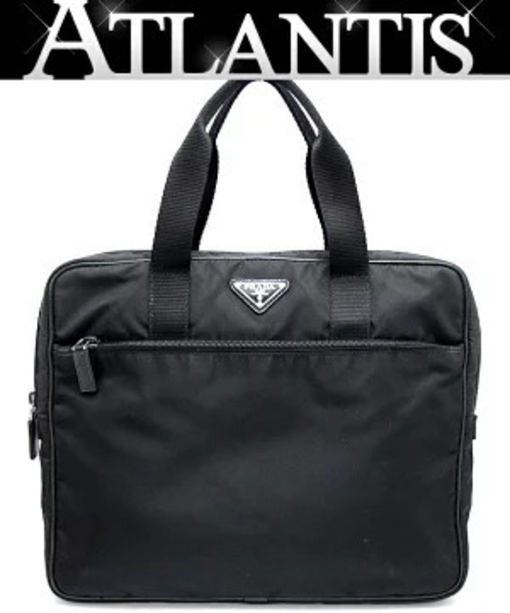Prada Triangle Briefcase Business Bag Black